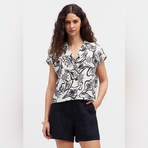 Madewell Black and White Floral Top